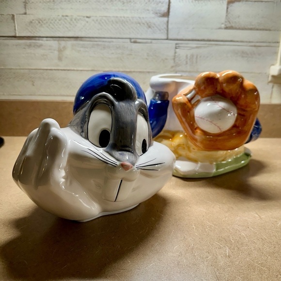 VINTAGE, 1993, WARNER BROTHERS, LOONEY TUNES, BUGS BUNNY, BASEBALL, COOKIE JAR. - Picture 4 of 15